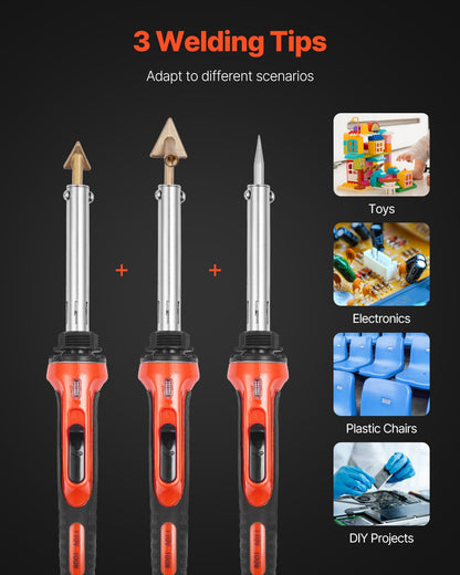 Kunststoffschweißset 60W/100W Kunststoffschweißset mit 3 Spitzen und 20 Stäben
