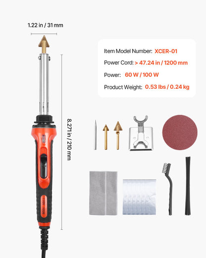 Kunststoffschweißset 60W/100W Kunststoffschweißset mit 3 Spitzen und 20 Stäben