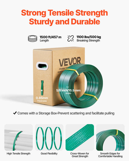 Banding Strapping Kit, Heavy Duty Banding Sealer Tool with 1500 ft PET Band, 450 Metal Seals, 150 Corner Protectors & Gloves, Plastic Pallet Packaging Strapping Kit for Warehouse/Shipping/Moving