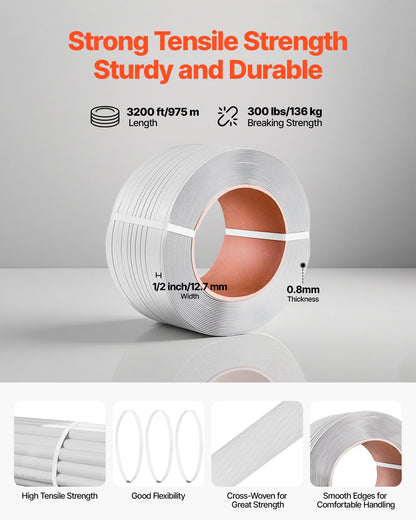 Banding Strapping Kit, Heavy Duty Banding Sealer Tool with 3200 ft Length PP Band, 1000 Metal Seals, 50 Corner Protectors, Plastic Pallet Packaging Strapping Kit for Warehouse/Shipping/Moving