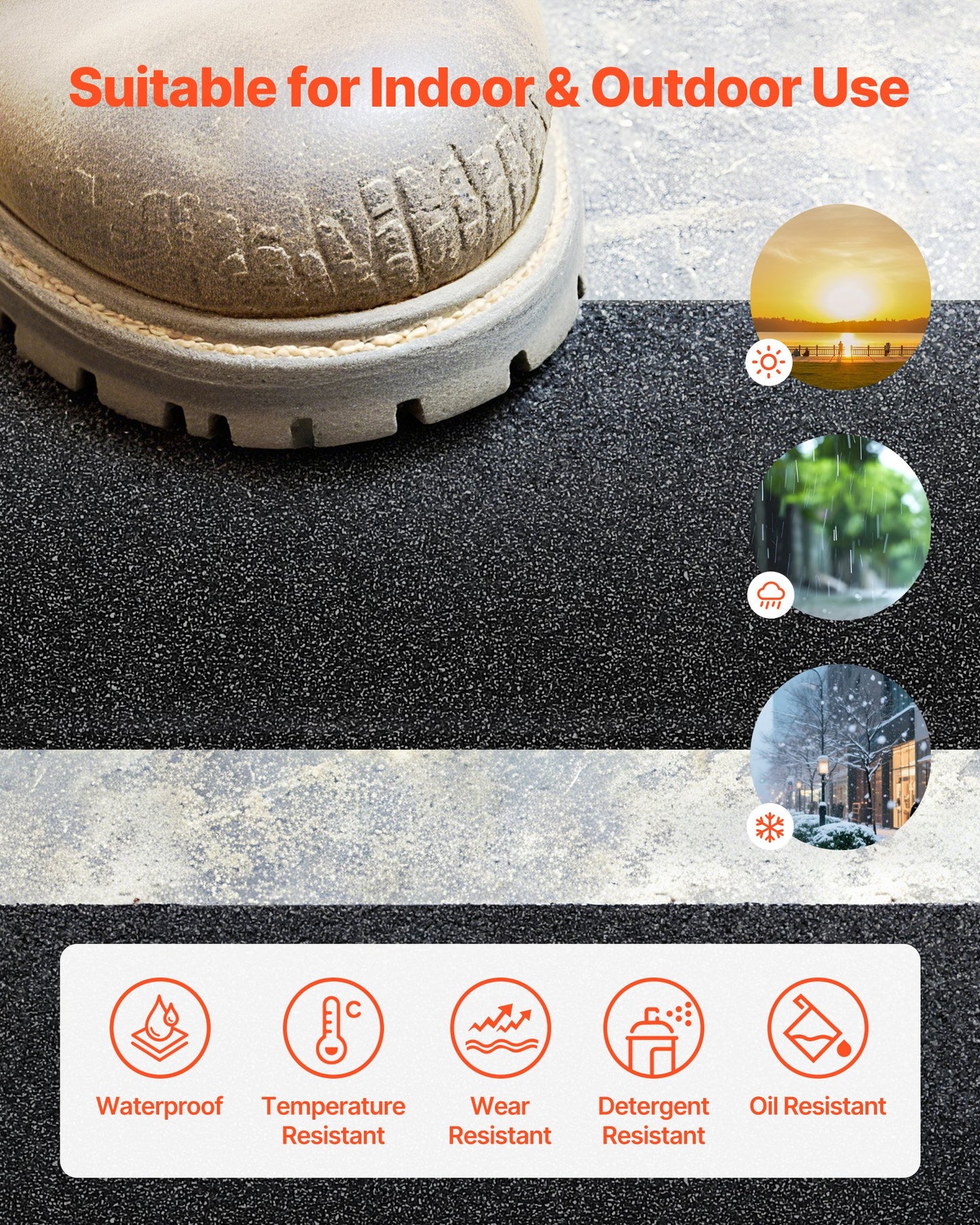 Anti-Slip Tape, 35 FT x 4 inch Non Slip Grip Tape for Stairs Steps, 80-Grit Aluminum Oxide High Traction Non-Skid Stair Treads with Strong Adhesive Backing, Suitable for Indoor & Outdoor Use