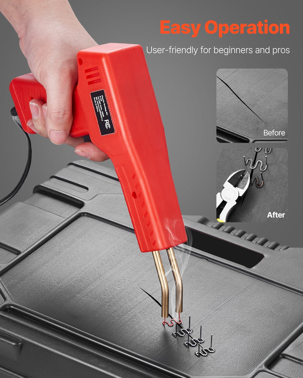 Plastic Welder, 100W Plastic Welding Gun with 800PCS Hot Staples, Professional Hot Staple Welding Gun, Plastic Car Bumper Repair Kit with LED Light for Kayak, Toys, Plastic Crack Repair