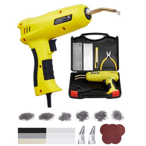 Plastic Welding Kit, 220W Plastic Welder Gun with 1200PCS Hot Staples & 76PCS Welding Rods, Professional Hot Staple Welding Gun with LED Light, Carrying Case for Kayak, Toys, Car Bumper Repair