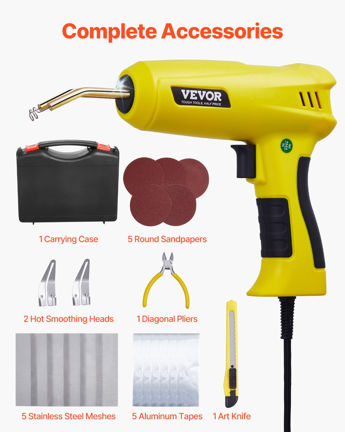 Plastic Welding Kit, 220W Plastic Welder Gun with 800PCS Hot Staples & 56PCS Welding Rods, Professional Hot Staple Welding Gun with LED Light, Carrying Case for Kayak, Toys, Car Bumper Repair