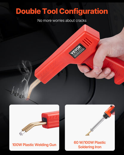 Kunststoffschweißset, 100 W Kunststoffschweißpistole und -kolben, 1000 Klammern und 60 Stäbe