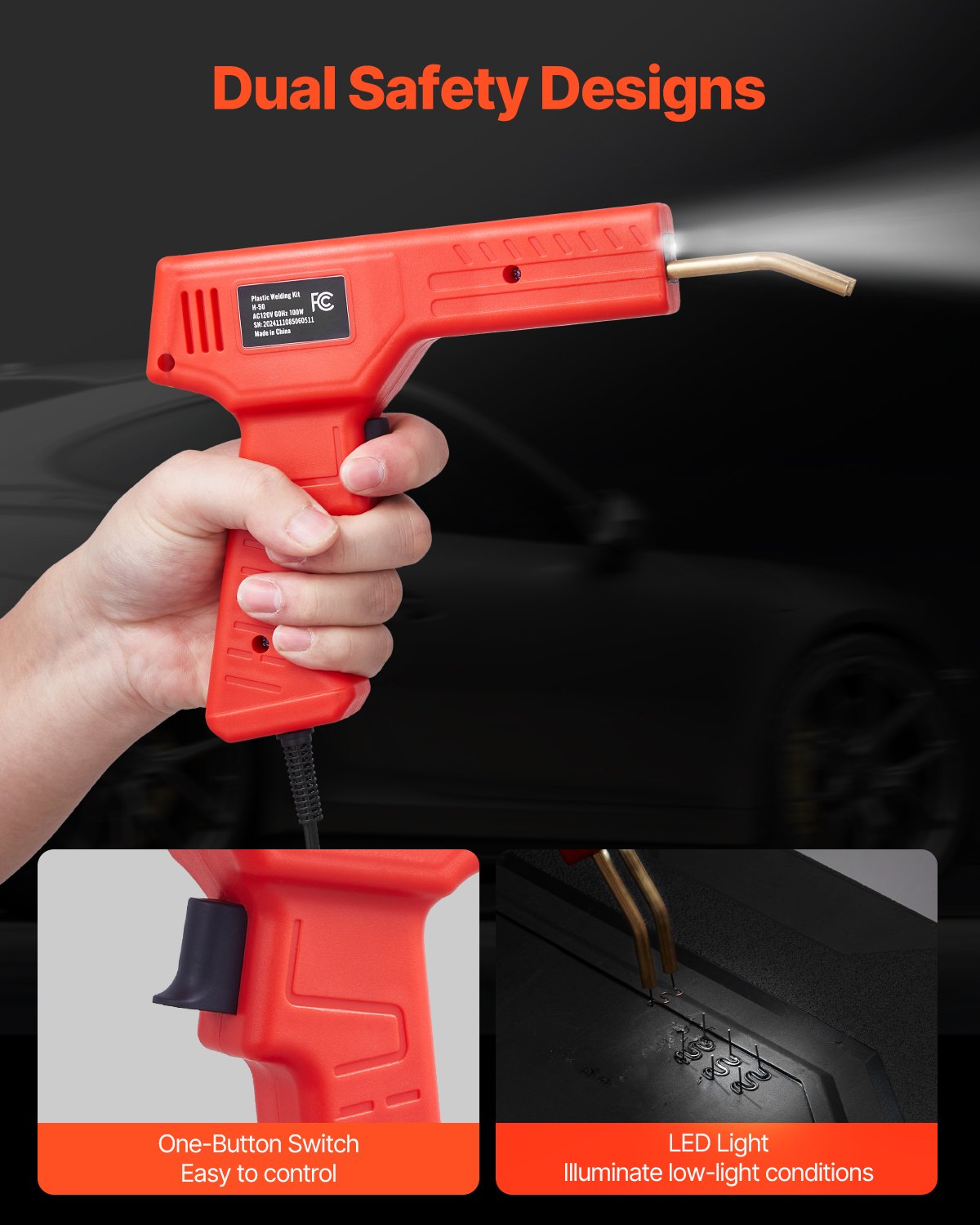 Kunststoffschweißset, 100 W Kunststoffschweißpistole und -kolben, 1000 Klammern und 60 Stäbe