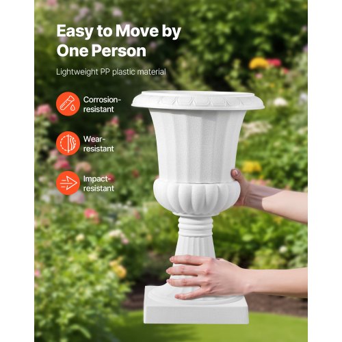 Kunststoff-Pflanzgefäß 25 x 42 cm Weiße Blumen auf Sockel | EU
