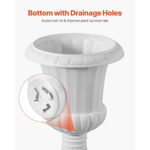 Kunststoff-Pflanzgefäß 25 x 42 cm Weiße Blumen auf Sockel | EU