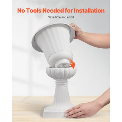 Kunststoff-Pflanzgefäß 25 x 42 cm Weiße Blumen auf Sockel | EU