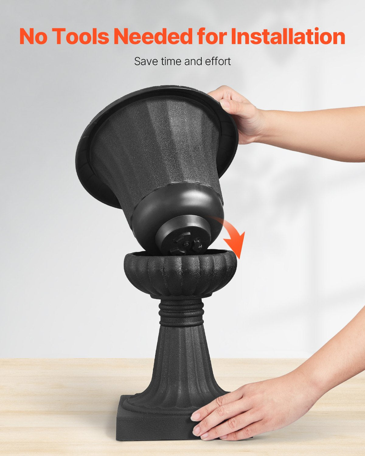 Plastic Urn Planters, 9.8 x 16.5 Inch, 2 Pack Black Classic Flower Pots Front Porch Planters, Indoor & Outdoor Vase for Wedding, Party, Event, Home, Stage, Garden, Balcony, Patio Decoration