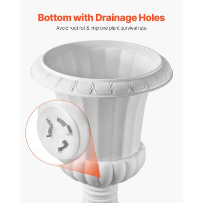 Plastic Planter 40 x 67 cm White Flowers on Pedestal | EU