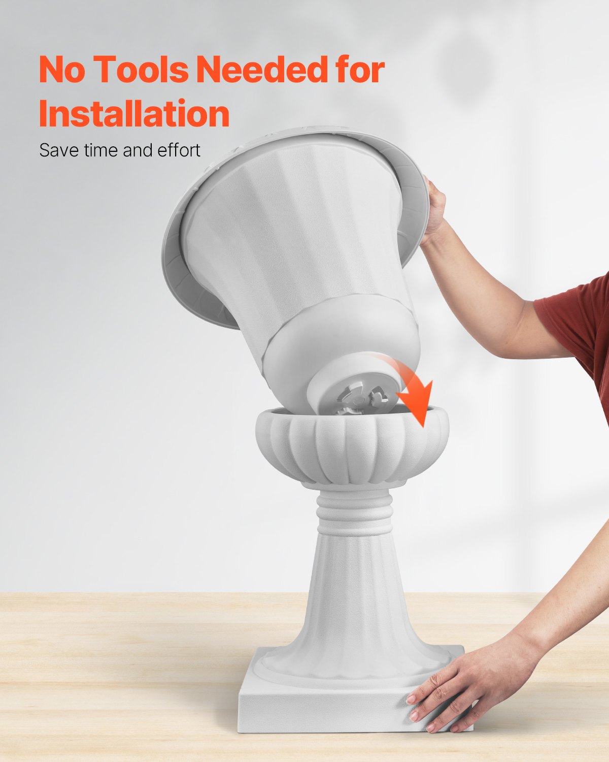 Plastic Urn Planters, 15.8 x 26.4 Inch, 2 Pack White Classic Flower Pots Front Porch Planters, Indoor & Outdoor Vase for Wedding, Party, Event, Home, Stage, Garden, Balcony, Patio Decoration