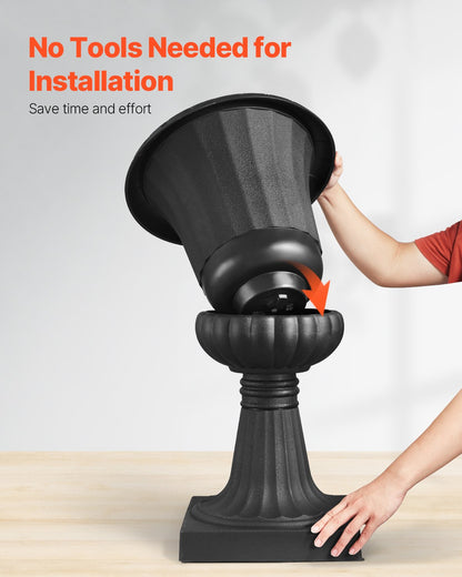 Plastic Urn Planters, 15.8 x 26.4 Inch, 2 Pack Black Classic Flower Pots Front Porch Planters, Indoor & Outdoor Vase for Wedding, Party, Event, Home, Stage, Garden, Balcony, Patio Decoration