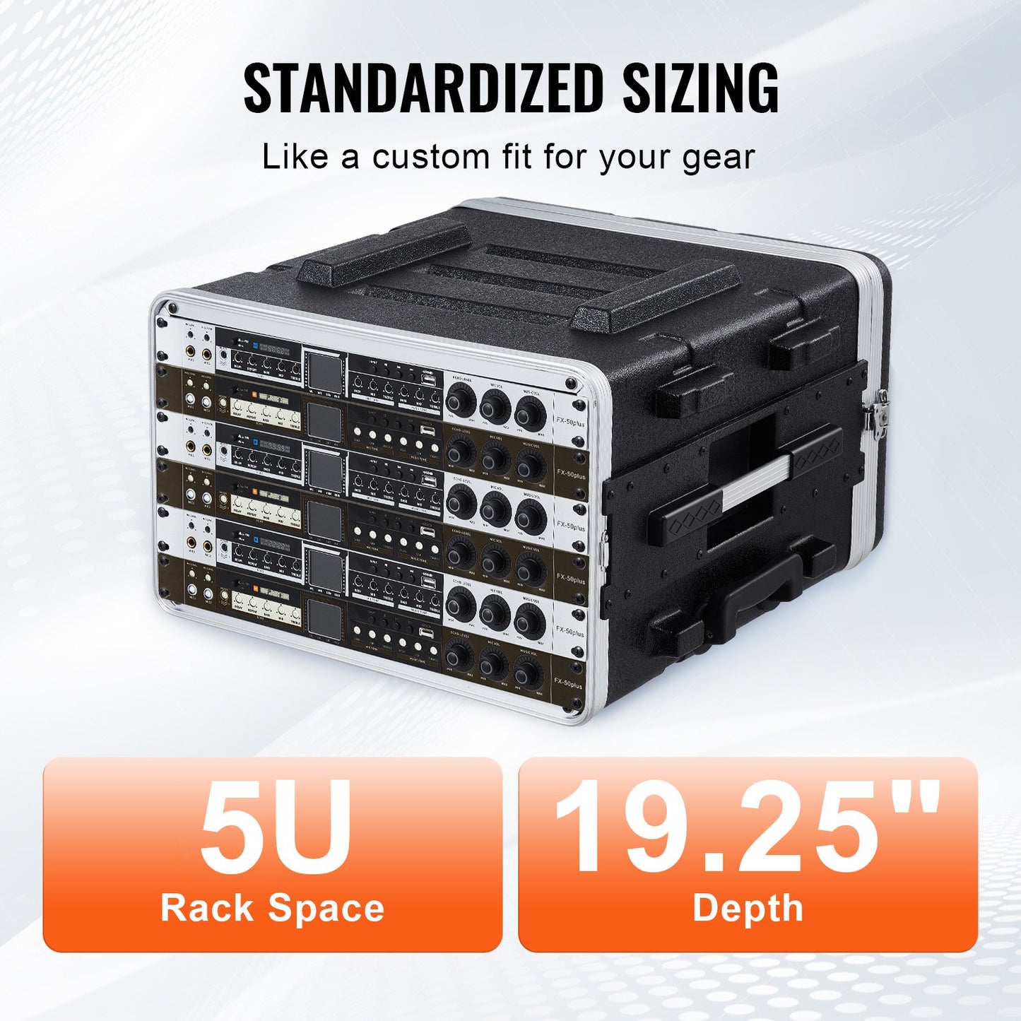 6U Rack Case, Standard 19 in Depth, Server Rack Cabinet with ABS Construction Wheels Heavy-Duty Twist Butterfly Latches, Detachable Front & Back Panels, for Amps, Mixers, Microphone Receivers
