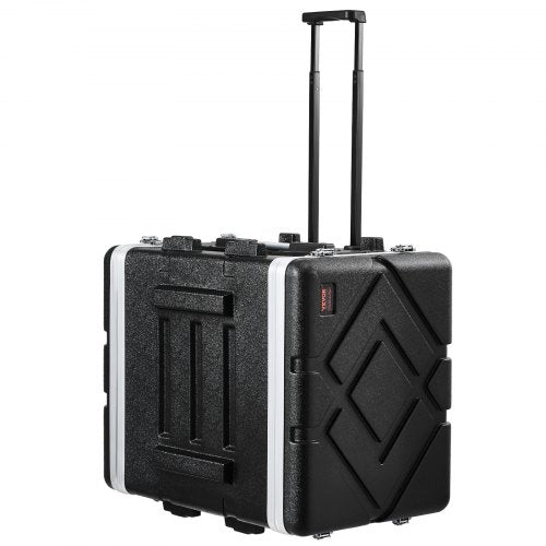 8U Rack Case, Standard 19 in Depth, Server Rack Cabinet with ABS Construction Wheels Heavy-Duty Twist Butterfly Latches, Detachable Front & Back Panels, for Amps, Mixers, Microphone Receivers