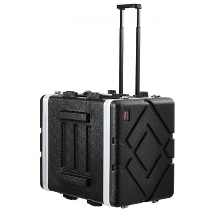 8U Rack Case, Standard 19 in Depth, Server Rack Cabinet with ABS Construction Wheels Heavy-Duty Twist Butterfly Latches, Detachable Front & Back Panels, for Amps, Mixers, Microphone Receivers