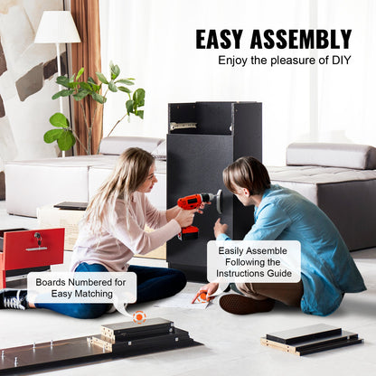 Salonstation, wandmontierte Friseurstation für Friseure, Beauty-Spa-Möbelset, 1 Lagerschrank, 3 Fächer und 2 Schubladen (eine abschließbar), Schwarz und Rot