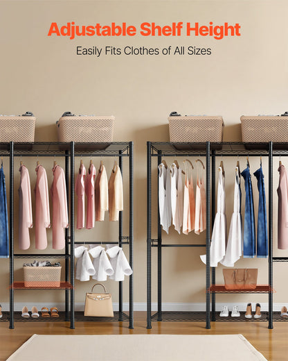 Clothing Garment Rack, Heavy Duty Closet Wardrobe, Adjustable Tiers Clothes Racks with Steel Frame, 1100 lbs Load Capacity Clothes Rack with 4 Hanging Rods for Bedroom, Clothing Store, Hallway