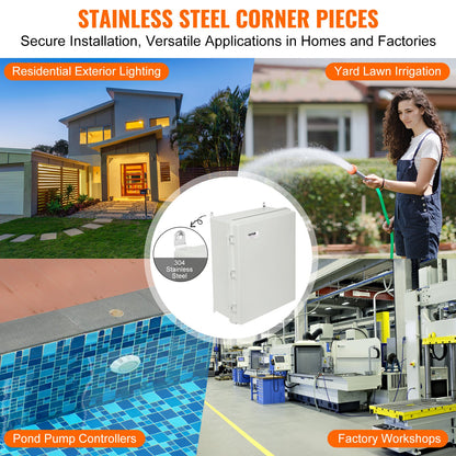 Elektrischer Anschlusskasten für den Außenbereich, 13,78 x 9,84 x 5,90 Zoll, Elektrokasten aus ABS-Kunststoff mit Scharnierverschluss aus Edelstahl, IP67 staubdicht und wasserdicht für elektrische Projekte im Außenbereich