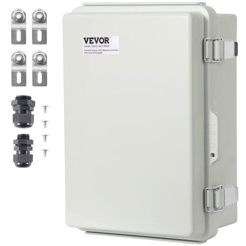 Outdoor Electrical Junction Box, 16.93 x 12.99 x 7.09 in, ABS Plastic Electrical Enclosure Box with Hinged Cover Stainless Steel Latch, IP67 Dustproof Waterproof for Outdoor Electrical Projects