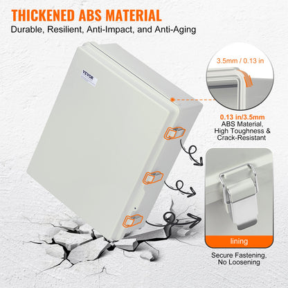 Outdoor Electrical Junction Box, 20.87 x 16.92 x 7.87 in, ABS Plastic Electrical Enclosure Box with Hinged Cover Stainless Steel Latch, IP67 Dustproof Waterproof for Outdoor Electrical Projects