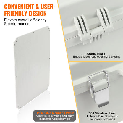Elektrischer Anschlusskasten für den Außenbereich, 530 x 430 x 200 mm, ABS-Kunststoff-Elektrokasten mit Klappdeckel, Edelstahlverriegelung, IP67, staubdicht und wasserdicht für elektrische Projekte im Außenbereich