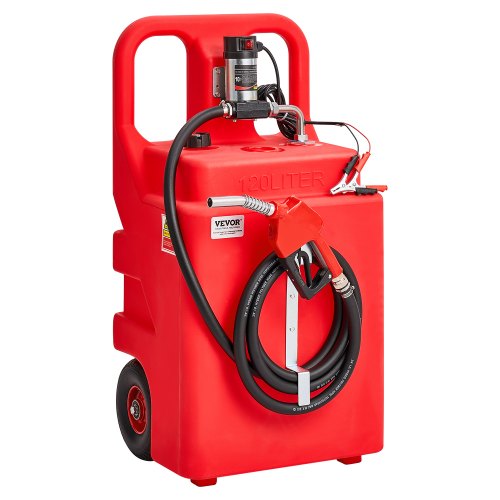 Diesel Transfer Tank, 32 Gallon, Portable Kerosene Tank with 12V DC 10GPM Electric Transfer Pump, 13 ft Delivery Hose & Self-sealing Nozzle, Compatible with Diesel & Kerosene