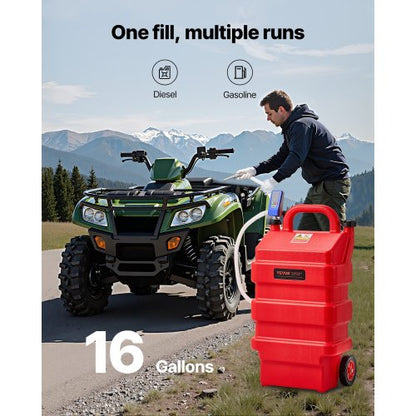 Fuel Caddy 16 Gallon Portable Fuel Tank with 12V DC Electric Transfer Pump | EU