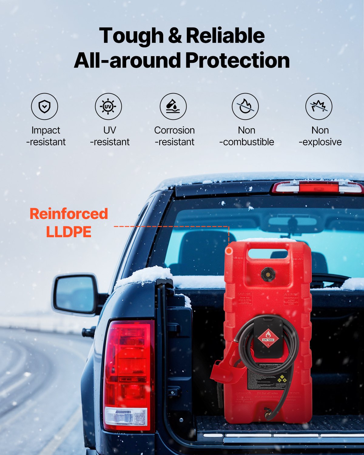 Fuel Caddy 15 Gallon Portable Fuel Tank with Gravity and Hand Pump Modes