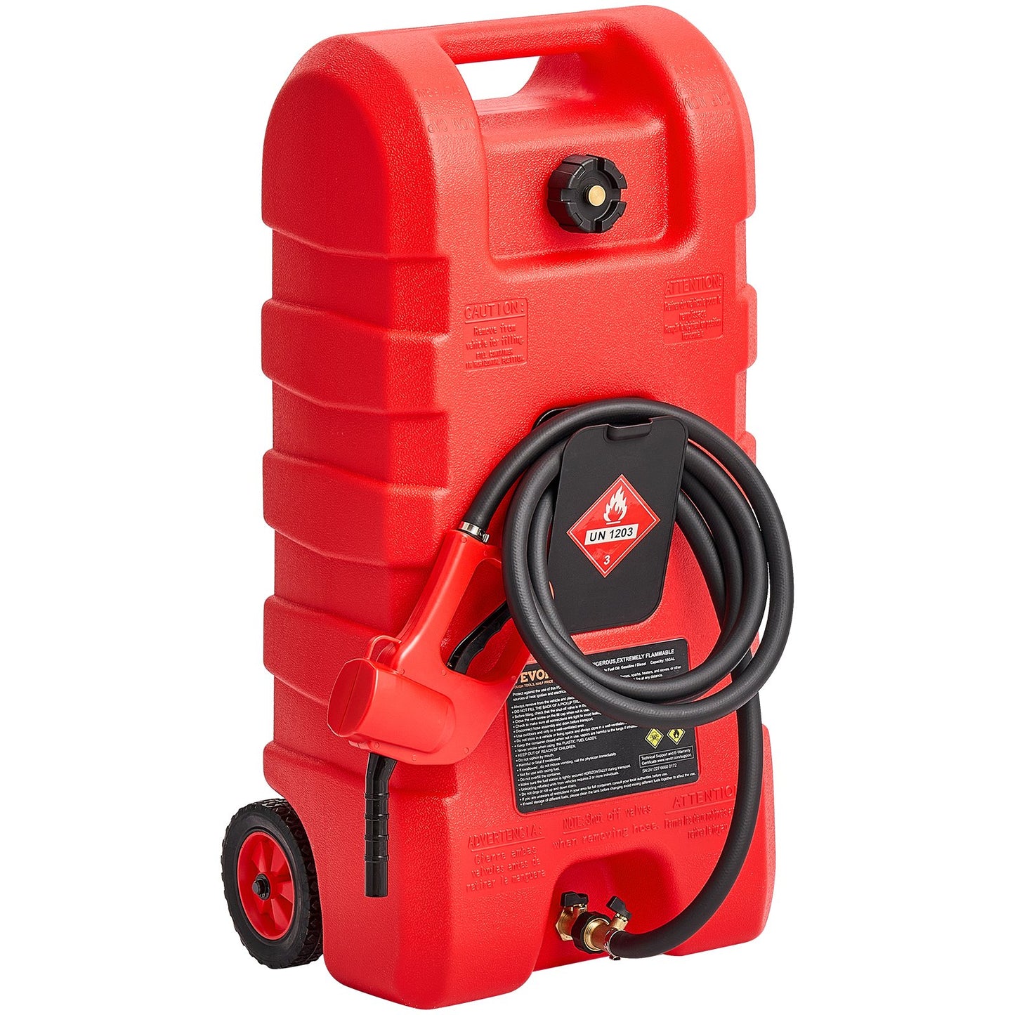Fuel Caddy 15 Gallon Portable Fuel Tank with Gravity and Hand Pump Modes