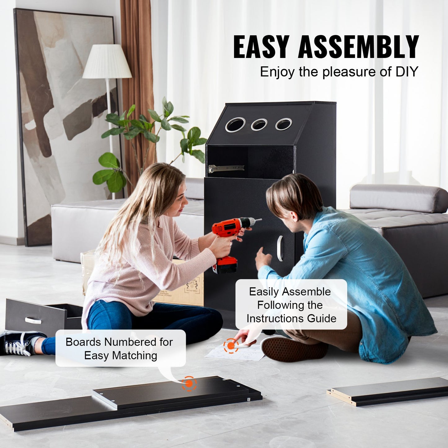 Salon Förvaringsskåp, Frisörsalong Station för frisör, Hårstylist Station Set, med 3 hårtorkhållare, skåp och en låda, svart