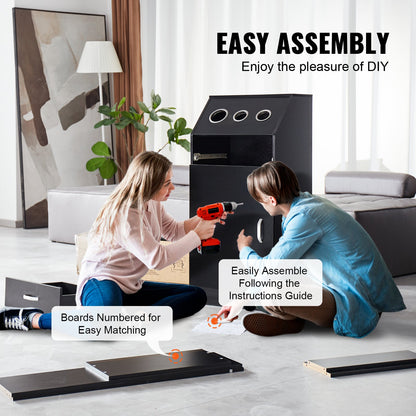 Salon Förvaringsskåp, Frisörsalong Station för frisör, Hårstylist Station Set, med 3 hårtorkhållare, skåp och en låda, svart