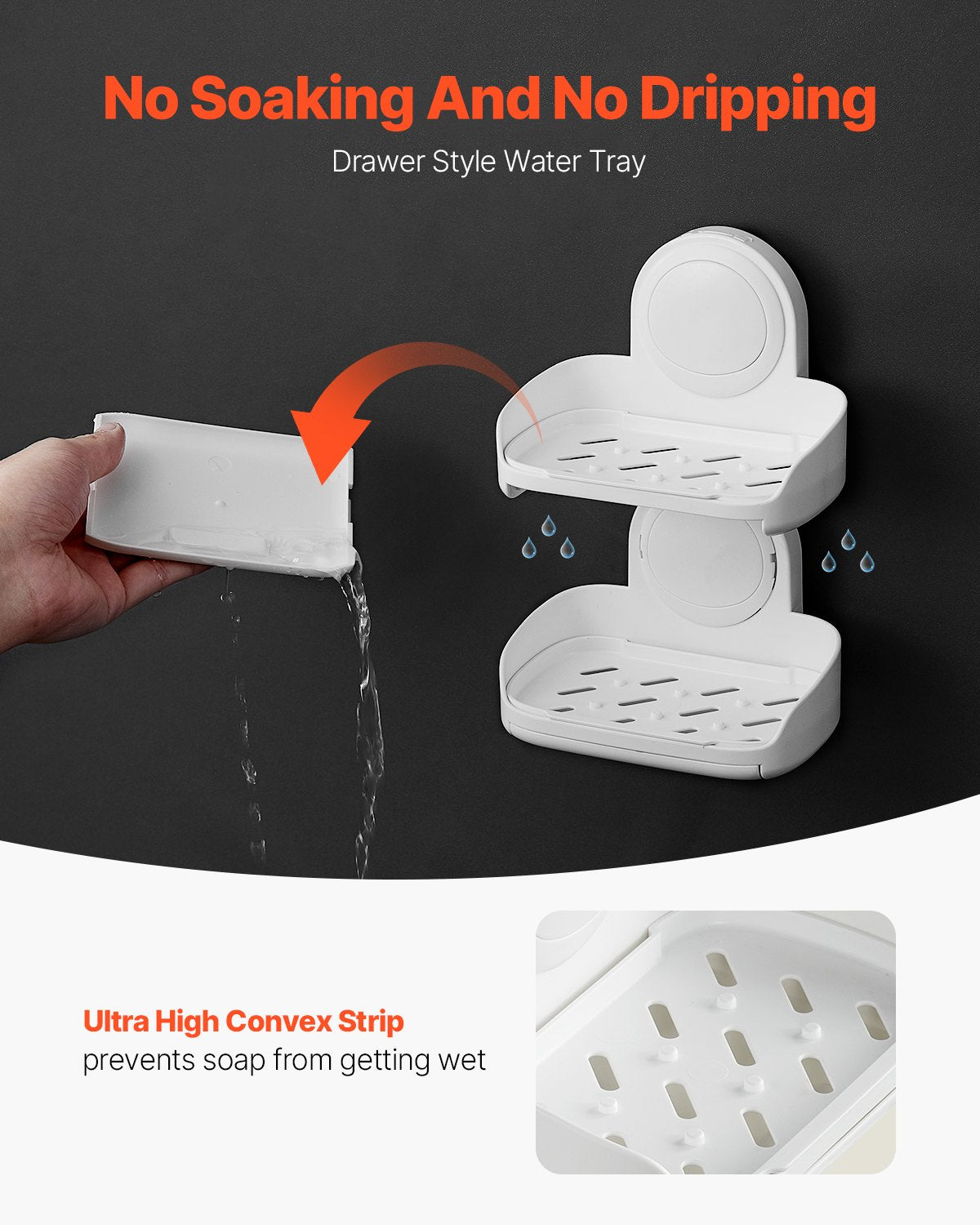 Soap Holder for Shower, Double Layer with Suction Cup, Wall Mounted NO-Drilling, Strong Suction Bar Soap Sponge Holder, Self Draining Soap Saver, for Shower Bathroom Bathtub Kitchen, Removable