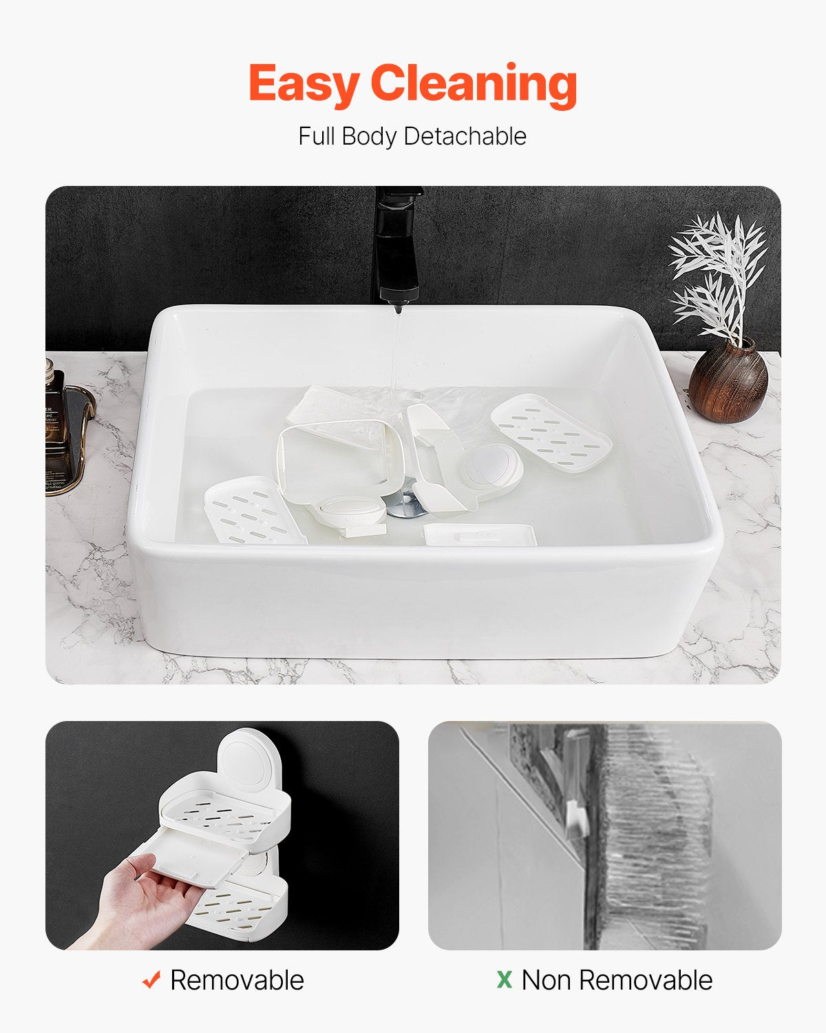 Soap Holder for Shower, Double Layer with Suction Cup, Wall Mounted NO-Drilling, Strong Suction Bar Soap Sponge Holder, Self Draining Soap Saver, for Shower Bathroom Bathtub Kitchen, Removable