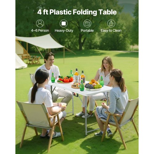 122 cm Kunststoff Klapp Picknick Tisch Tragbare Griff Indoor Outdoor