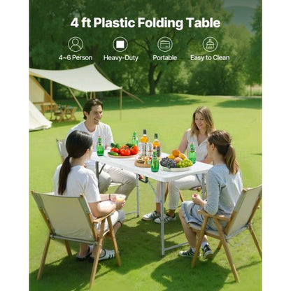 122 cm Kunststoff Klapp Picknick Tisch Tragbare Griff Indoor Outdoor