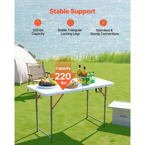 122 cm Kunststoff Klapp Picknick Tisch Tragbare Griff Indoor Outdoor