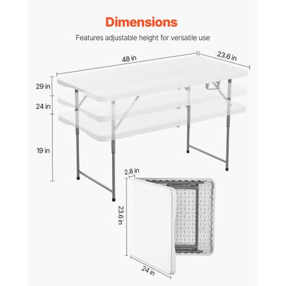 122 cm Kunststoff Klapp Picknick Tisch Tragbare Griff Indoor Outdoor
