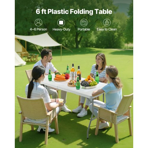 180 cm Kunststoff Klapp Picknick Tisch Tragbare Griff Indoor Outdoor