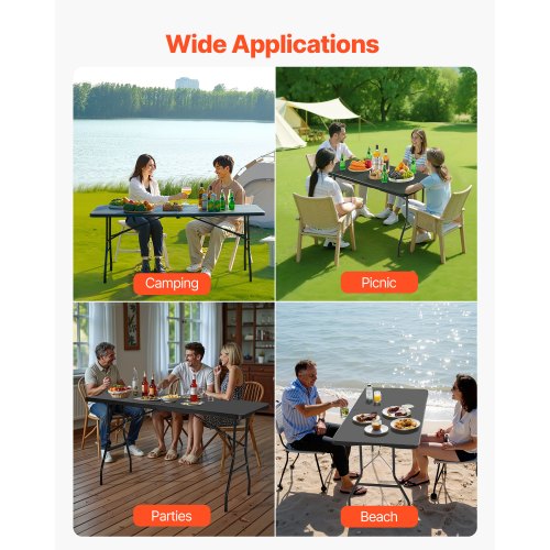 180 cm Kunststoff Klapp Picknick Tisch Tragbare Griff Indoor Outdoor