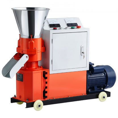 Feed Pellet Mill Machine, 4 mm Animal Feed Pellet Making Machine, 3KW 240V Animal Food Granulator Mill Machines with 3 Pressure Rollers & 4 Wheels, Ideal for Poultry, Livestock, Farm Animals