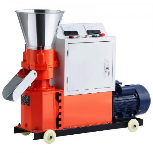 Feed Pellet Mill Machine, 4 mm Animal Feed Pellet Making Machine, 3KW 240V Animal Food Granulator Mill Machines with 3 Pressure Rollers & 4 Wheels, Ideal for Poultry, Livestock, Farm Animals