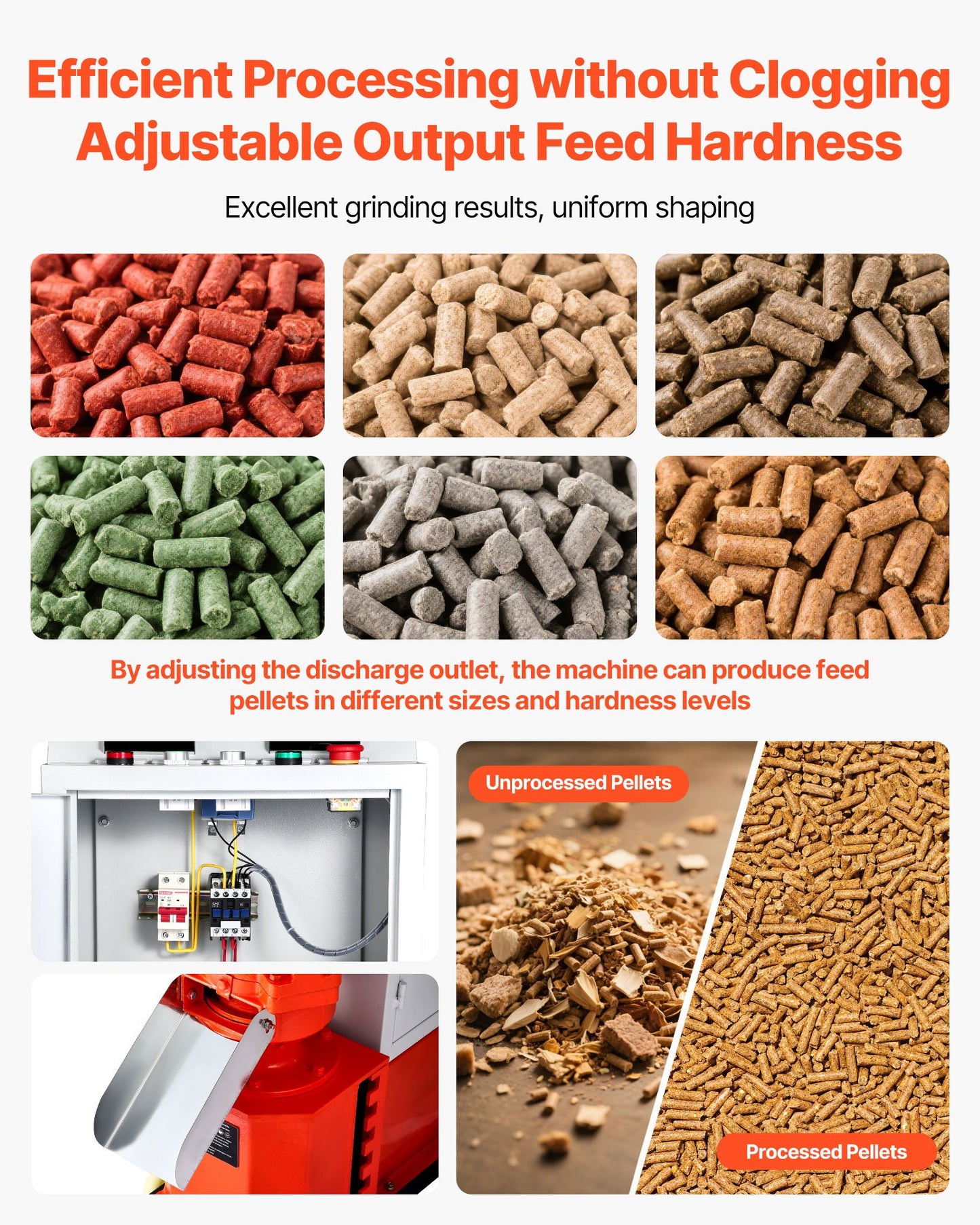 Feed Pellet Mill Machine, 4 mm Animal Feed Pellet Making Machine, 3KW 240V Animal Food Granulator Mill Machines with 3 Pressure Rollers & 4 Wheels, Ideal for Poultry, Livestock, Farm Animals