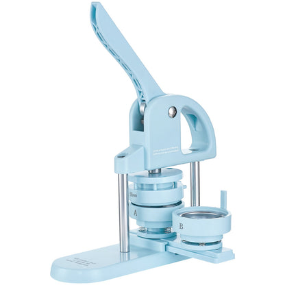 Button Maker, 1/1.25/2.28 inch (25/32/58 mm) 3-In-1 Pin Maker, 300pcs Button Parts, Button Maker Machine with Panda Magic Book, Ergonomic Bow Handle Punch Press Kit, For Kids DIY Gifts, Blue