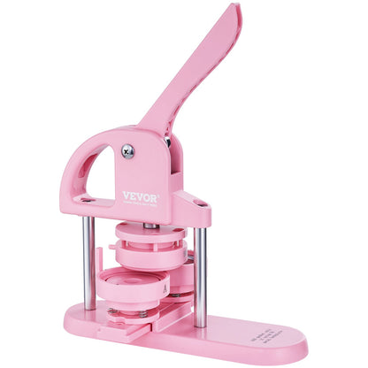 Button Maker, 1/1.25/2.28 inch (25/32/58 mm) 3-In-1 Pin Maker, 300pcs Button Parts, Button Maker Machine with Panda Magic Book, Ergonomic Bow Handle Punch Press Kit, For Kids DIY Gifts, Pink