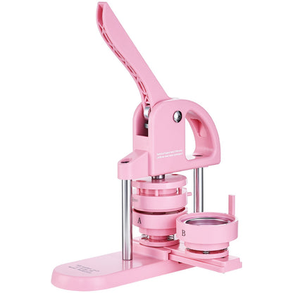 Button Maker, 1/1.25/2.28 inch (25/32/58 mm) 3-In-1 Pin Maker, 300pcs Button Parts, Button Maker Machine with Panda Magic Book, Ergonomic Bow Handle Punch Press Kit, For Kids DIY Gifts, Pink