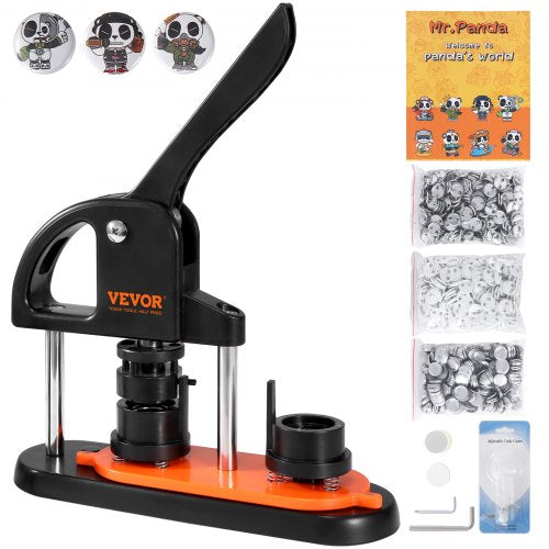 Button Maker Machine, 0.98 inch/25mm Pin Maker with 500pcs Button Parts, Button Maker with Panda Magic Book, Ergonomic Arc Handle Punch Press Kit, For Children DIY Gifts and Christmas