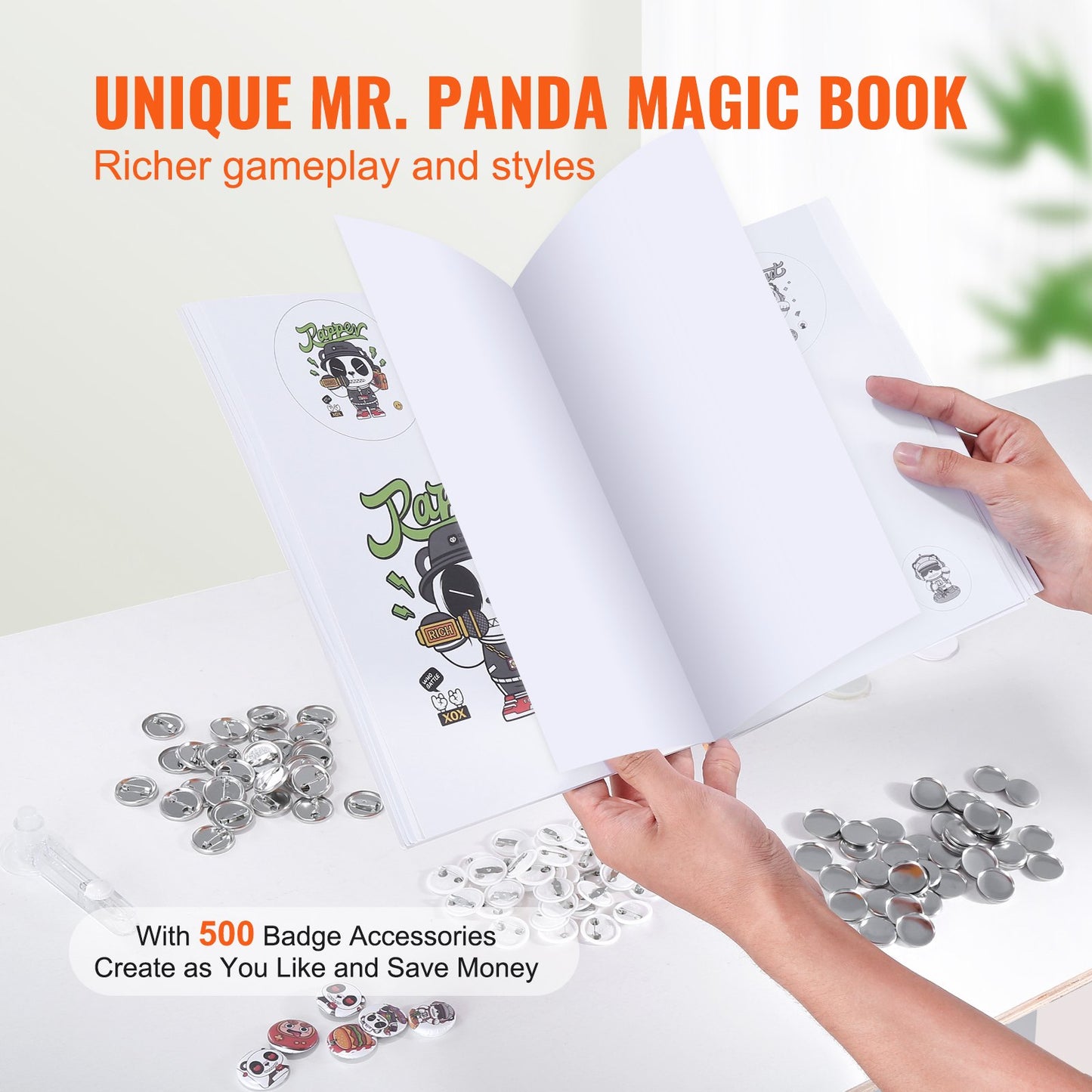 Button Maker Machine, 0.98inch/25mm Pin Maker, Installation-Free Badge Punch Press Kit, Kids DIY Gifts Button Making Supplies with 500pcs Button Parts, Circle Cutter, Magic Book