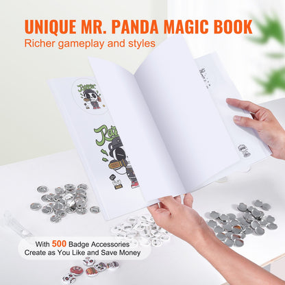 Button Maker Machine, 0.98inch/25mm Pin Maker, Installation-Free Badge Punch Press Kit, Kids DIY Gifts Button Making Supplies with 500pcs Button Parts, Circle Cutter, Magic Book