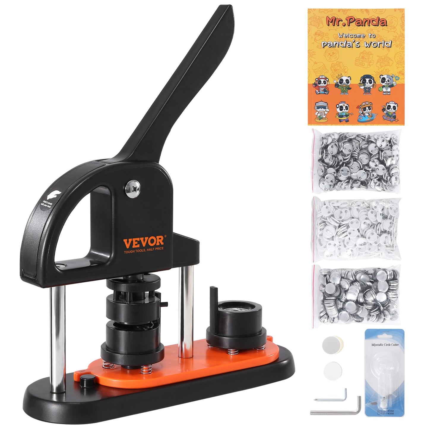 Button Maker Machine, 0.98inch/25mm Pin Maker, Installation-Free Badge Punch Press Kit, Kids DIY Gifts Button Making Supplies with 500pcs Button Parts, Circle Cutter, Magic Book